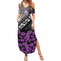 Personalised Remembering ANZAC Lest We Forget Family Matching Summer Maxi Dress and Hawaiian Shirt Vintage Film Frame Memorial Purple Poppy LT9 Mom's Dress Purple - Polynesian Pride