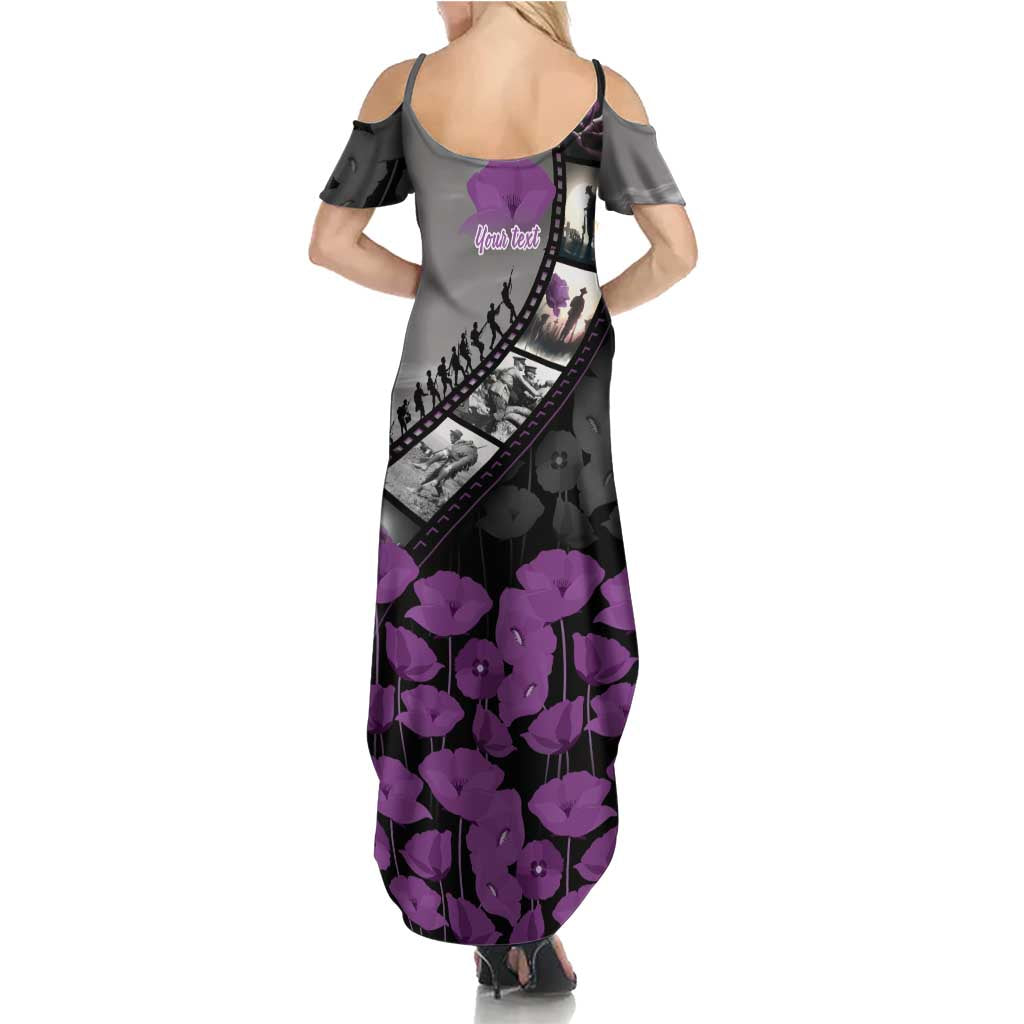 Personalised Remembering ANZAC Lest We Forget Family Matching Summer Maxi Dress and Hawaiian Shirt Vintage Film Frame Memorial Purple Poppy LT9 - Polynesian Pride