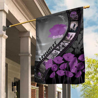 Personalised Remembering ANZAC Lest We Forget Garden Flag Vintage Film Frame Memorial Purple Poppy