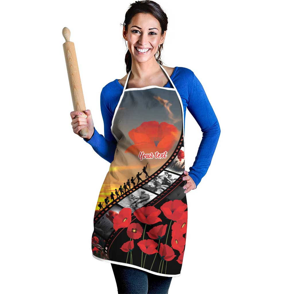 Personalised Remembering ANZAC Lest We Forget Apron Vintage Film Frame Memorial Red Poppy