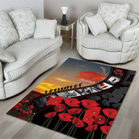 Personalised Remembering ANZAC Lest We Forget Area Rug Vintage Film Frame Memorial Red Poppy