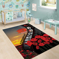 Personalised Remembering ANZAC Lest We Forget Area Rug Vintage Film Frame Memorial Red Poppy