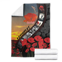 Personalised Remembering ANZAC Lest We Forget Blanket Vintage Film Frame Memorial Red Poppy