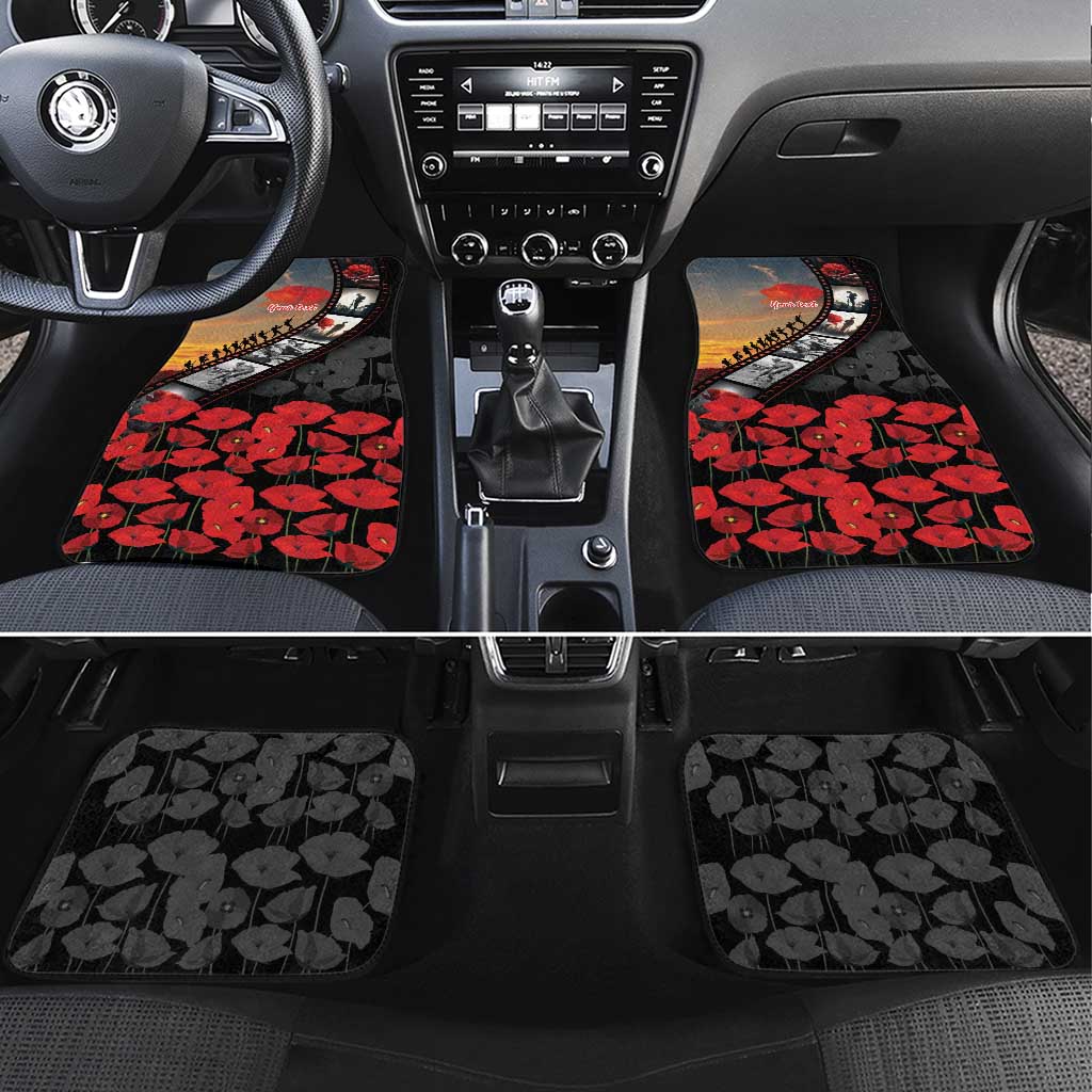 Personalised Remembering ANZAC Lest We Forget Car Mats Vintage Film Frame Memorial Red Poppy