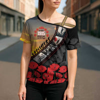 Personalised Remembering ANZAC Lest We Forget Cross Shoulder Shirt Vintage Film Frame Memorial Red Poppy