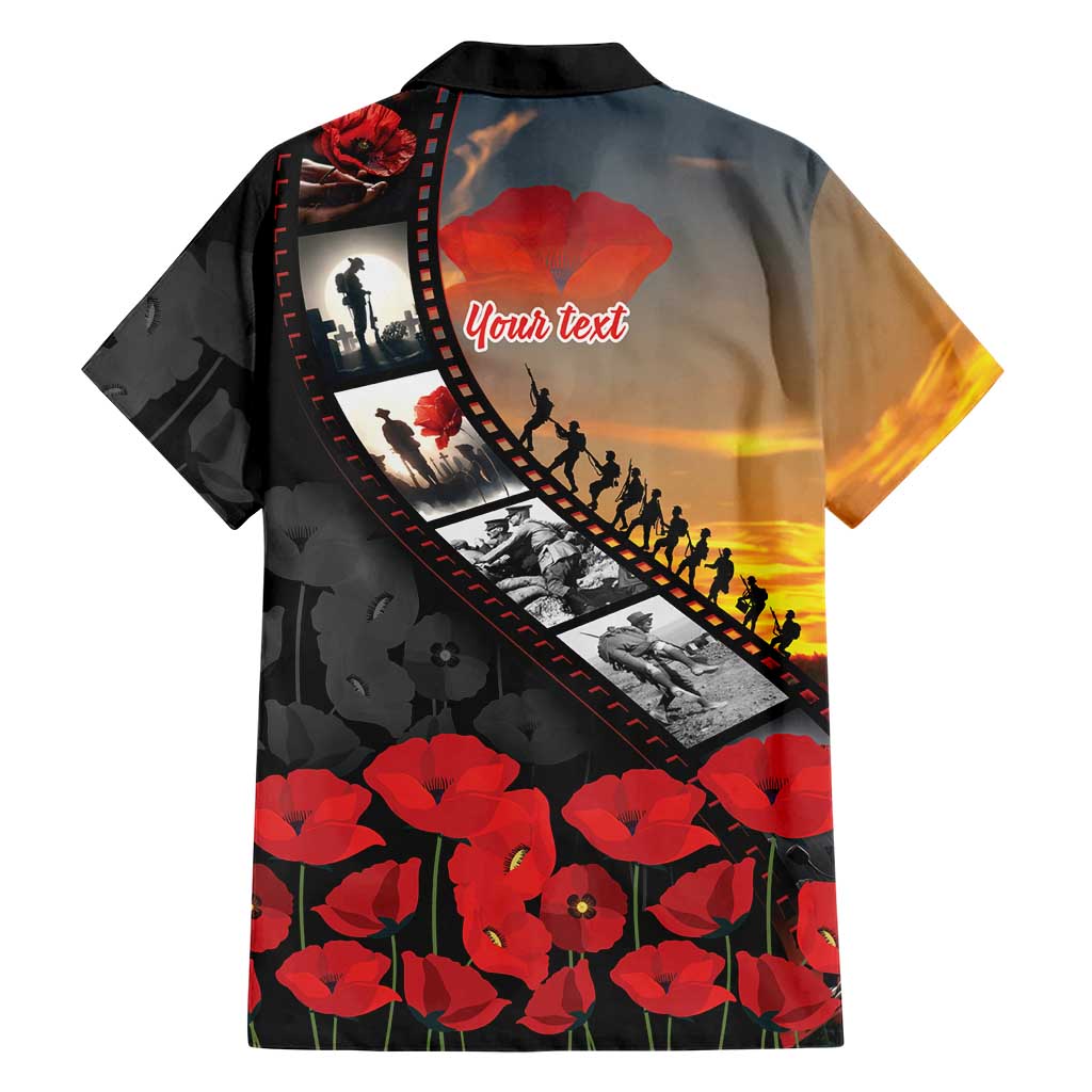Personalised Remembering ANZAC Lest We Forget Family Matching Off Shoulder Maxi Dress and Hawaiian Shirt Vintage Film Frame Memorial Red Poppy LT9 - Polynesian Pride