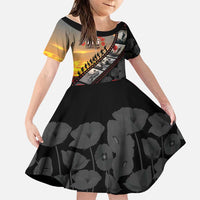 Personalised Remembering ANZAC Lest We Forget Family Matching Tank Maxi Dress and Hawaiian Shirt Vintage Film Frame Memorial Red Poppy LT9 Daughter's Dress Red - Polynesian Pride