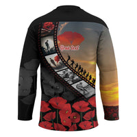 Personalised Remembering ANZAC Lest We Forget Hockey Jersey Vintage Film Frame Memorial Red Poppy