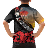 Personalised Remembering ANZAC Lest We Forget Kid Hawaiian Shirt Vintage Film Frame Memorial Red Poppy