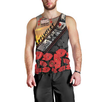 Personalised Remembering ANZAC Lest We Forget Men Tank Top Vintage Film Frame Memorial Red Poppy LT9 - Polynesian Pride