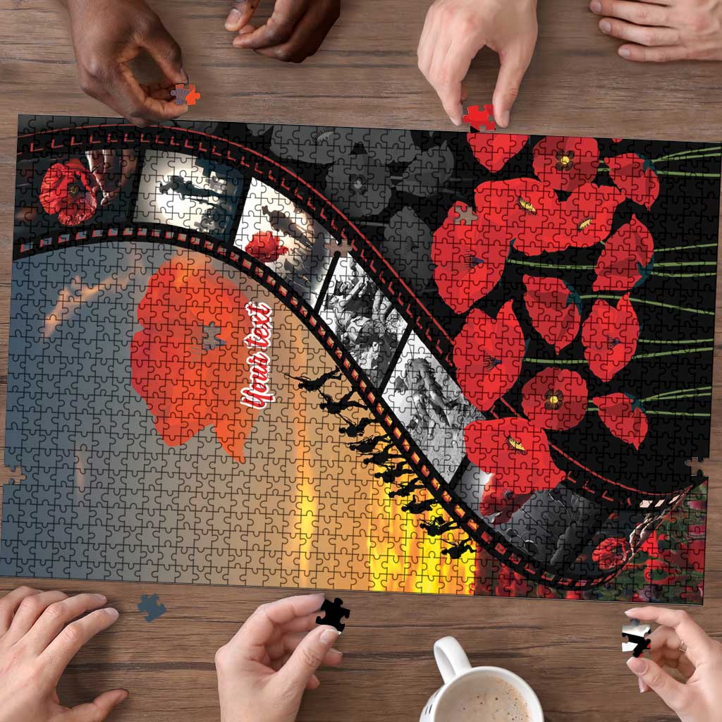 Personalised Remembering ANZAC Lest We Forget Puzzle Vintage Film Frame Memorial Red Poppy