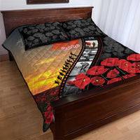 Personalised Remembering ANZAC Lest We Forget Quilt Bed Set Vintage Film Frame Memorial Red Poppy