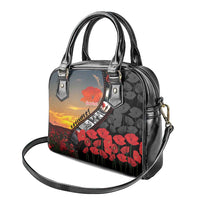 Personalised Remembering ANZAC Lest We Forget Shoulder Handbag Vintage Film Frame Memorial Red Poppy