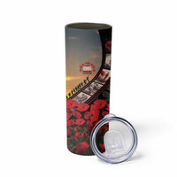 Personalised Remembering ANZAC Lest We Forget Skinny Tumbler Vintage Film Frame Memorial Red Poppy