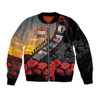 Personalised Remembering ANZAC Lest We Forget Sleeve Zip Bomber Jacket Vintage Film Frame Memorial Red Poppy