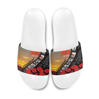 Personalised Remembering ANZAC Lest We Forget Slide Sandals Vintage Film Frame Memorial Red Poppy