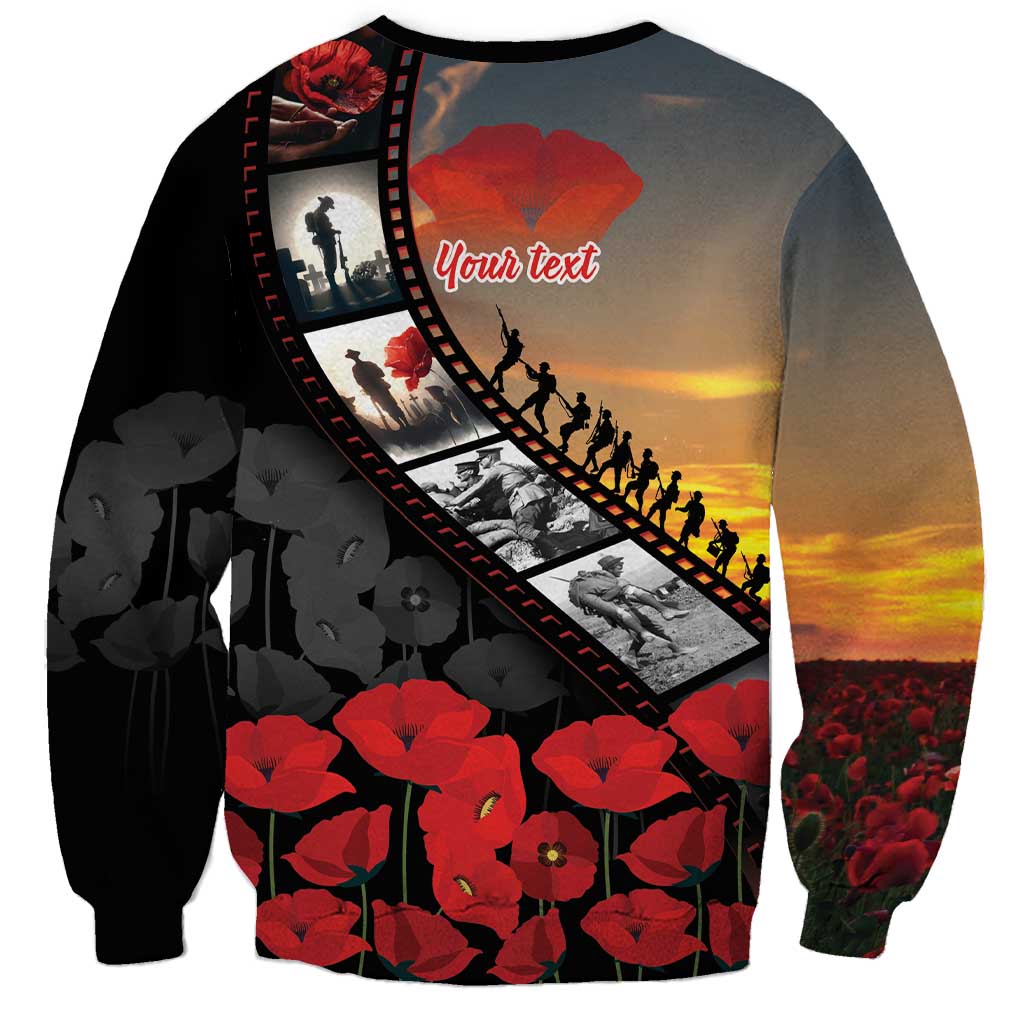 Personalised Remembering ANZAC Lest We Forget Sweatshirt Vintage Film Frame Memorial Red Poppy