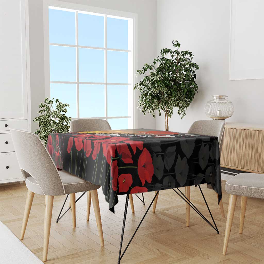 Personalised Remembering ANZAC Lest We Forget Tablecloth Vintage Film Frame Memorial Red Poppy
