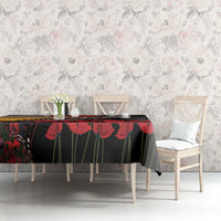 Personalised Remembering ANZAC Lest We Forget Tablecloth Vintage Film Frame Memorial Red Poppy