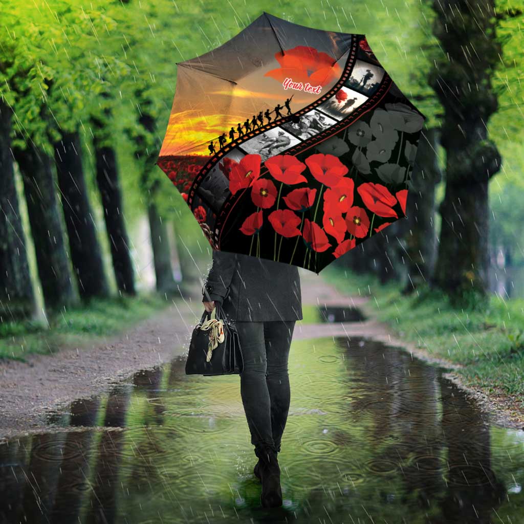 Personalised Remembering ANZAC Lest We Forget Umbrella Vintage Film Frame Memorial Red Poppy