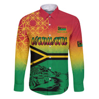 Hapi 44th Indipendens Dei Vanuatu Family Matching Long Sleeve Bodycon Dress and Hawaiian Shirt Yumi 1980 with Vanuatuan Beach Landscape