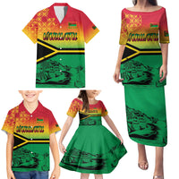 Hapi 44th Indipendens Dei Vanuatu Family Matching Puletasi and Hawaiian Shirt Yumi 1980 with Vanuatuan Beach Landscape LT9 - Polynesian Pride