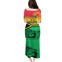 Hapi 44th Indipendens Dei Vanuatu Family Matching Puletasi and Hawaiian Shirt Yumi 1980 with Vanuatuan Beach Landscape LT9 - Polynesian Pride