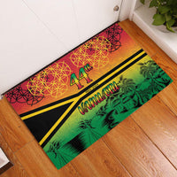 Hapi 44th Indipendens Dei Vanuatu Rubber Doormat Yumi 1980 with Vanuatuan Beach Landscape