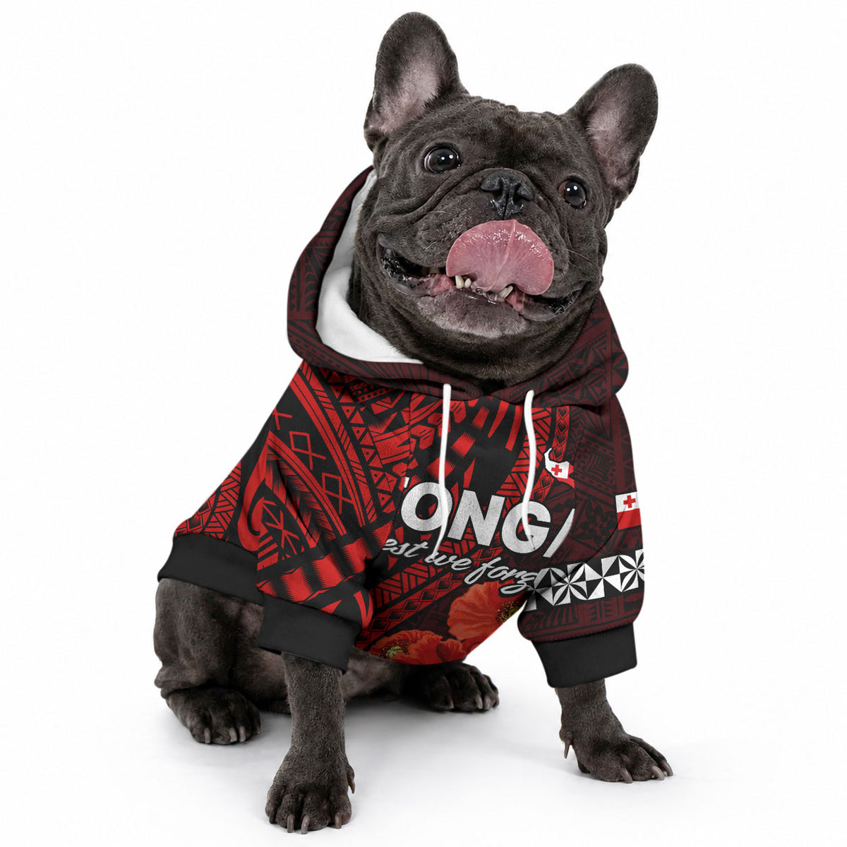 Tonga ANZAC Day Pet Hoodie Lest We Forget Red Version LT9 - Polynesian Pride