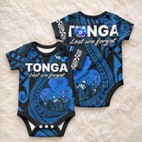 Tonga ANZAC Day Baby Onesie Lest We Forget Blue Version LT9 - Polynesian Pride
