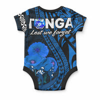 Tonga ANZAC Day Baby Onesie Lest We Forget Blue Version LT9 - Polynesian Pride