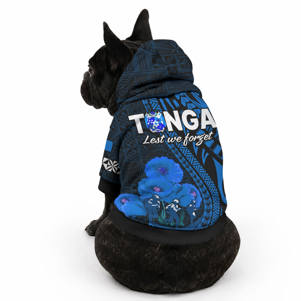 Tonga ANZAC Day Pet Hoodie Lest We Forget Blue Version LT9 - Polynesian Pride