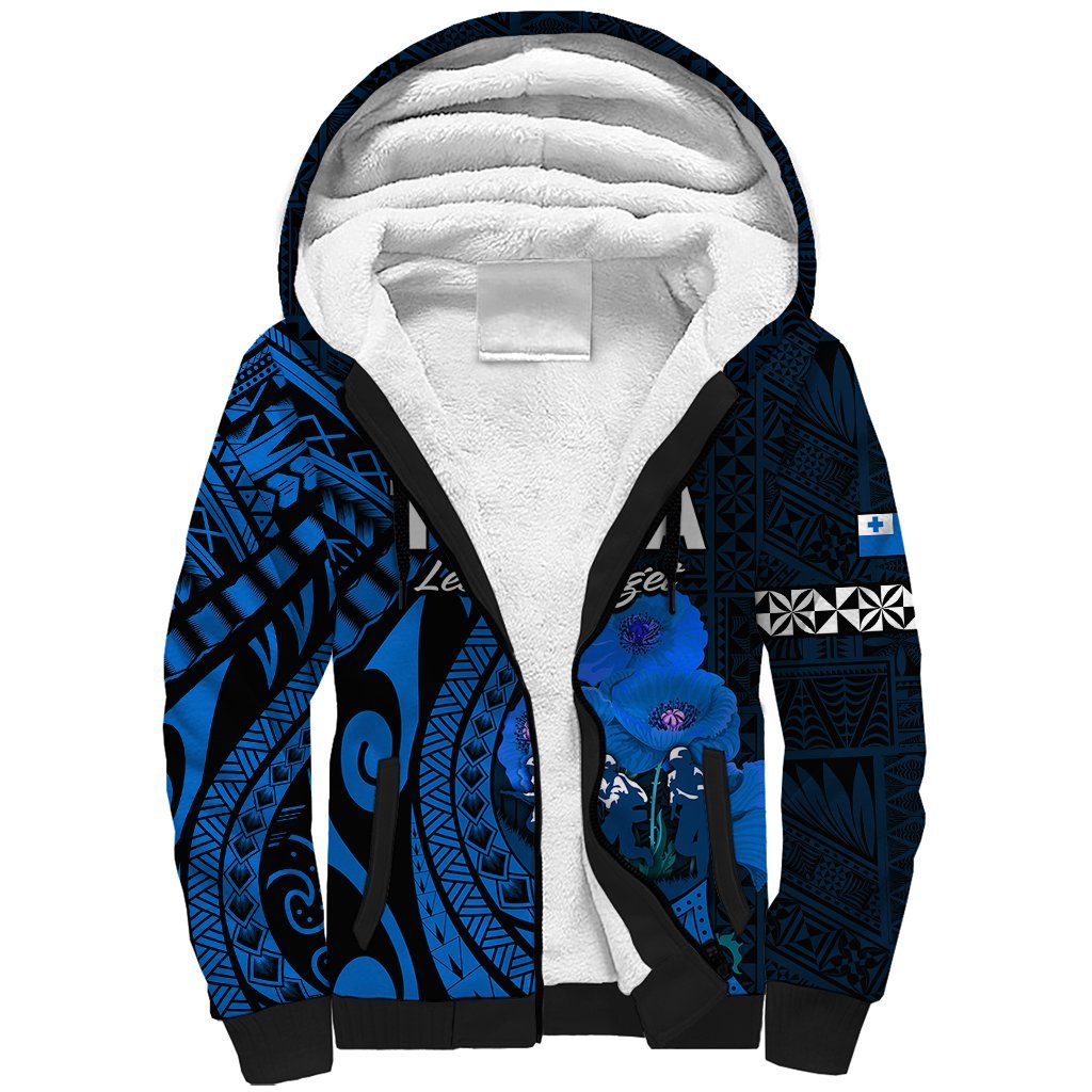 (Custom Personalised) Tonga ANZAC Day Sherpa Hoodie Lest We Forget Blue Version LT9 Unisex Blue - Polynesian Pride