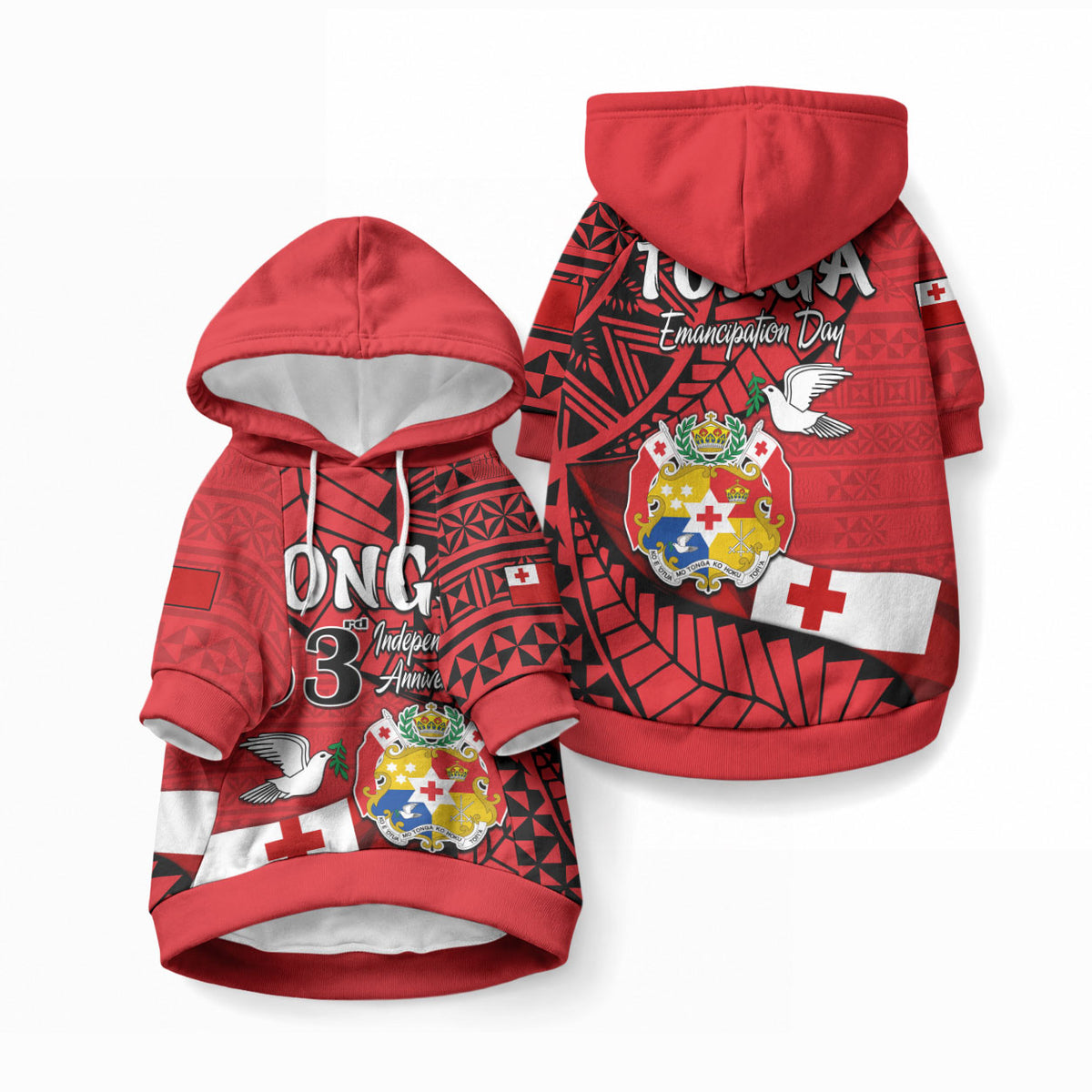 Tonga Emancipation Day Pet Hoodie Happy 53rd Independence Anniversary LT9 Pullover Red - Polynesian Pride