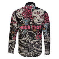 Personalized Japanese Kitsune Mask Family Matching Tank Maxi Dress and Hawaiian Shirt With Polynesian Arty Style