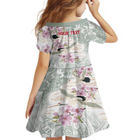 Personalized Japanese Shirasagi Bird Family Matching Long Sleeve Bodycon Dress and Hawaiian Shirt Sakura and Hibiscus Polynesian Pattern LT9 - Polynesian Pride
