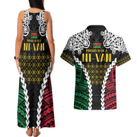 Halo Vanuatu Pride Couples Matching Tank Maxi Dress and Hawaiian Shirt Vanuatuan Sand Drawing Pattern