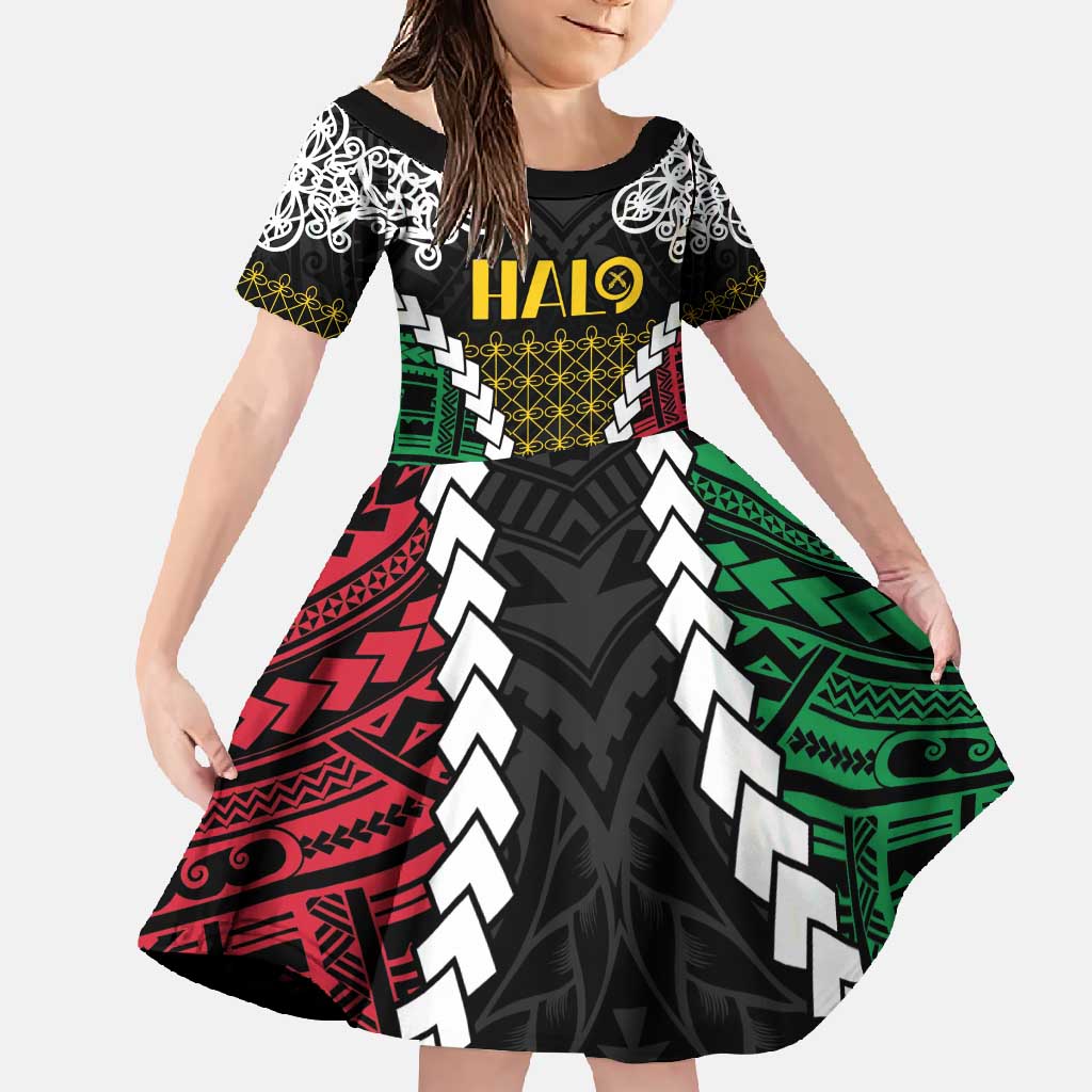 Halo Vanuatu Pride Family Matching Mermaid Dress and Hawaiian Shirt Vanuatuan Sand Drawing Pattern