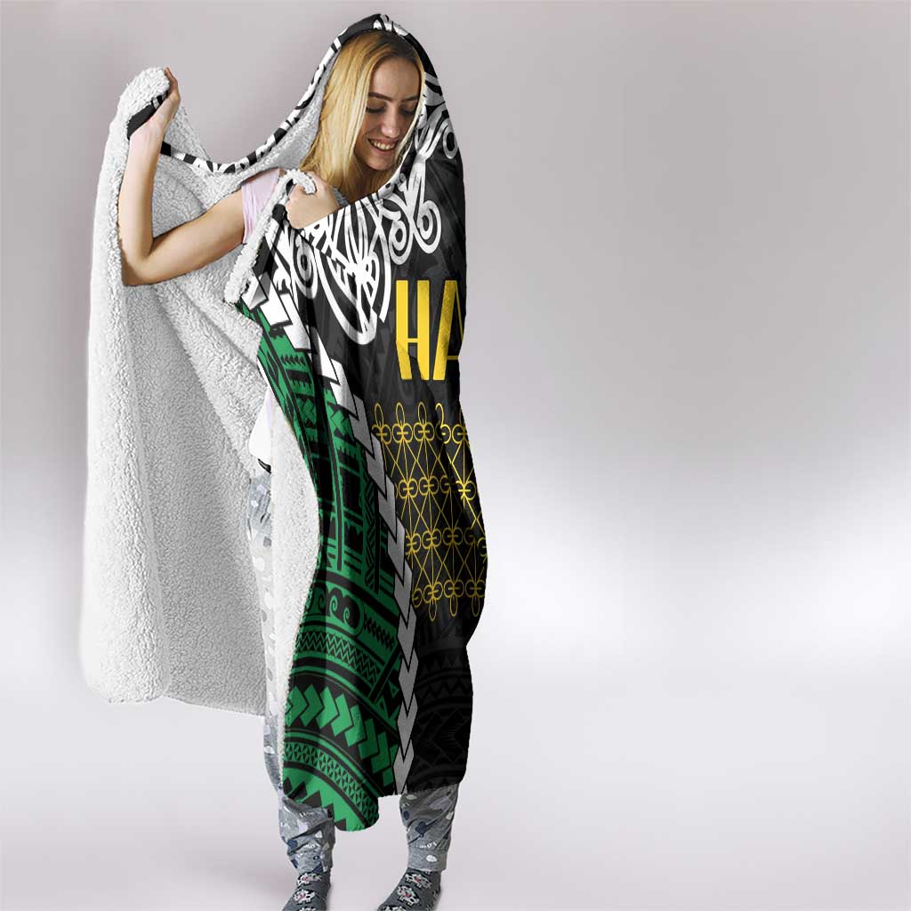 Halo Vanuatu Pride Hooded Blanket Vanuatuan Sand Drawing Pattern