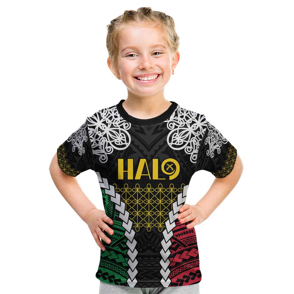 Halo Vanuatu Pride Kid T Shirt Vanuatuan Sand Drawing Pattern