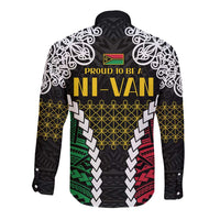 Halo Vanuatu Pride Long Sleeve Button Shirt Vanuatuan Sand Drawing Pattern