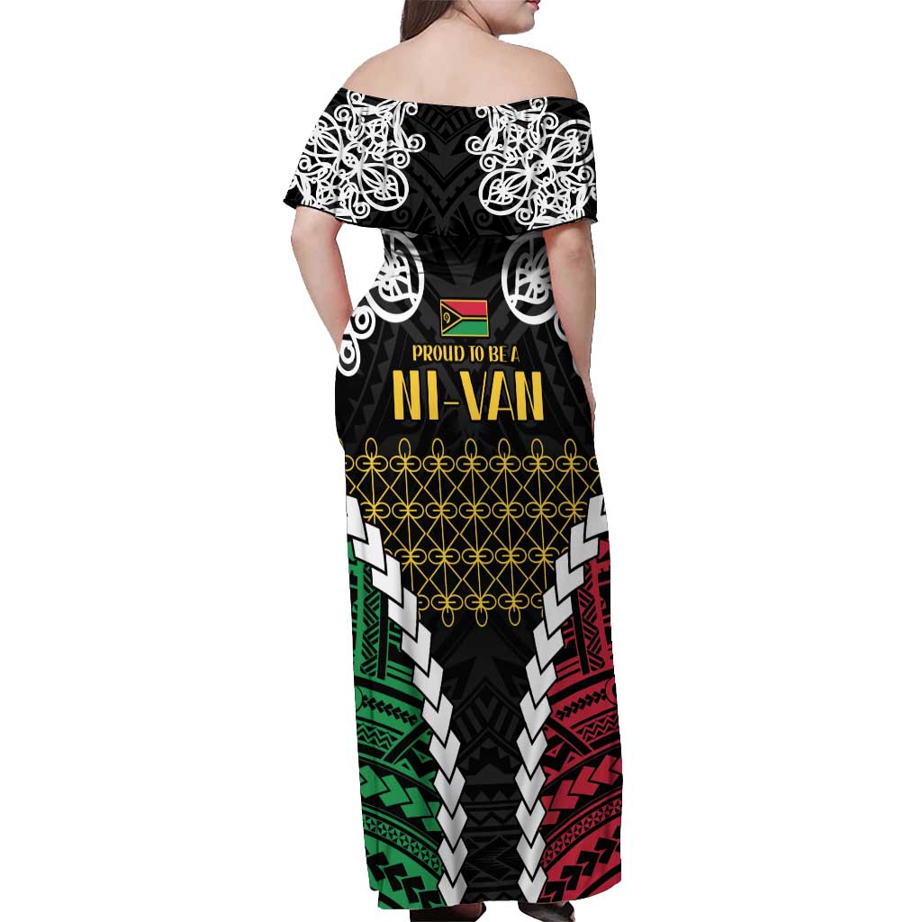 Halo Vanuatu Pride Off Shoulder Maxi Dress Vanuatuan Sand Drawing Pattern