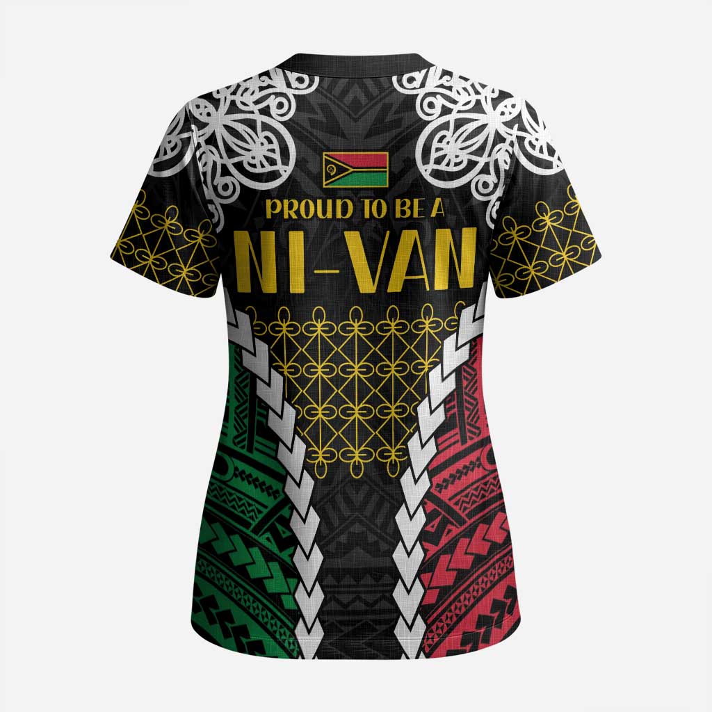 Halo Vanuatu Pride Scrub Top Vanuatuan Sand Drawing Pattern - Polynesian Pride