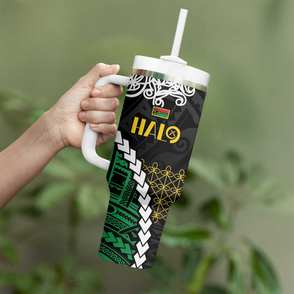Halo Vanuatu Pride Tumbler With Handle Vanuatuan Sand Drawing Pattern