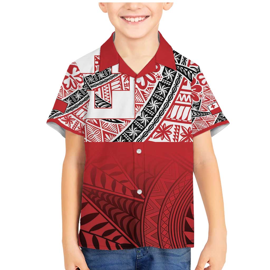 Malo e lelei Tonga Family Matching Mermaid Dress and Hawaiian Shirt Ngatu Tokelau Feletoa Fata Traditional Polynesian Pattern LT9 Son's Shirt Red - Polynesian Pride