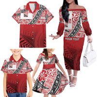 Malo e lelei Tonga Family Matching Off The Shoulder Long Sleeve Dress and Hawaiian Shirt Ngatu Tokelau Feletoa Fata Traditional Polynesian Pattern LT9 - Polynesian Pride