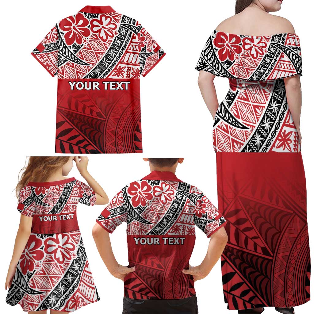 Malo e lelei Tonga Family Matching Off Shoulder Maxi Dress and Hawaiian Shirt Ngatu Tokelau Feletoa Fata Traditional Polynesian Pattern LT9 - Polynesian Pride