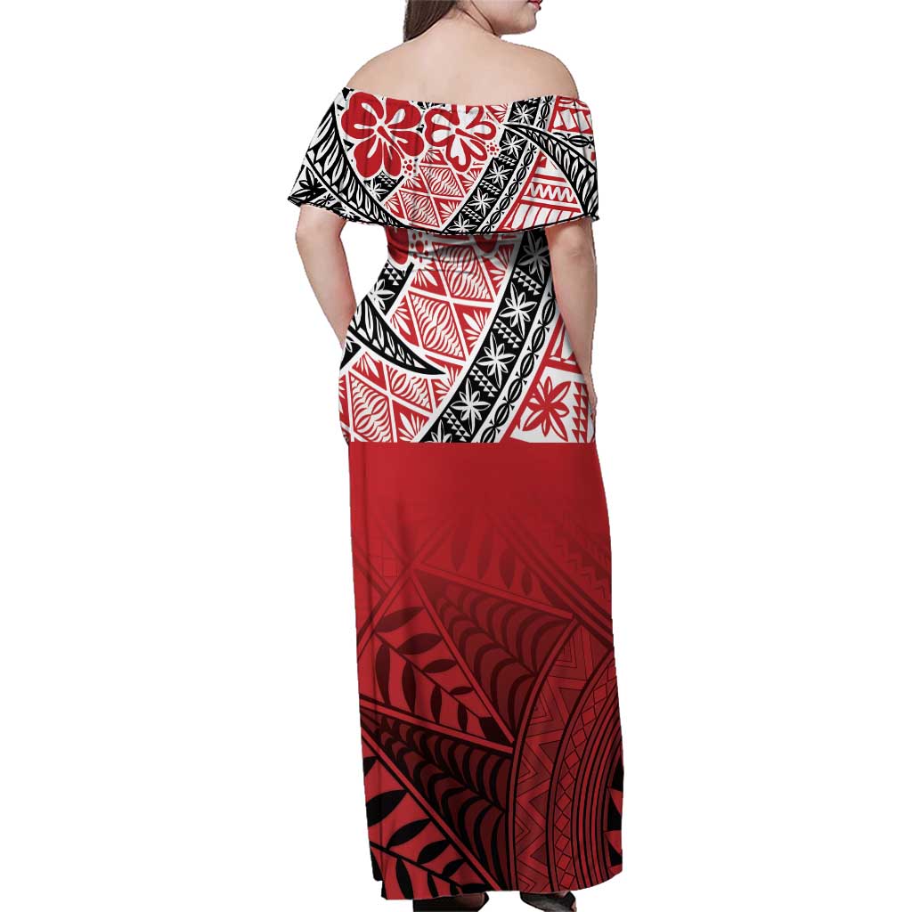 Malo e lelei Tonga Family Matching Off Shoulder Maxi Dress and Hawaiian Shirt Ngatu Tokelau Feletoa Fata Traditional Polynesian Pattern LT9 - Polynesian Pride