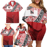 Malo e lelei Tonga Family Matching Off Shoulder Short Dress and Hawaiian Shirt Ngatu Tokelau Feletoa Fata Traditional Polynesian Pattern LT9 - Polynesian Pride