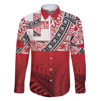 Malo e lelei Tonga Family Matching Puletasi and Hawaiian Shirt Ngatu Tokelau Feletoa Fata Traditional Polynesian Pattern LT9 Dad's Shirt - Long Sleeve Red - Polynesian Pride